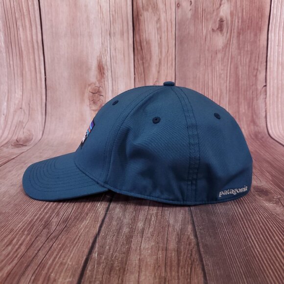 2017 Patagonia P-6 Logo Stretch Fit Hat Cap Mens Size Large Teal Blue 38098 - Picture 4 of 16